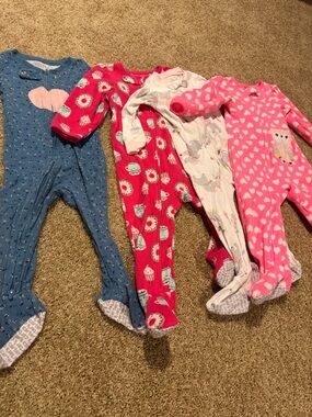 Carter's Pink Heart & Owl and Assorted Blue, Red, White Footed One-Pieces